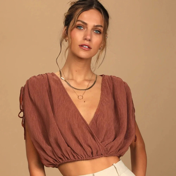 Lulus Fall Crop Top Western Rodeo Casual Transition Rust Brown Festival Boho XS - Picture 4 of 12